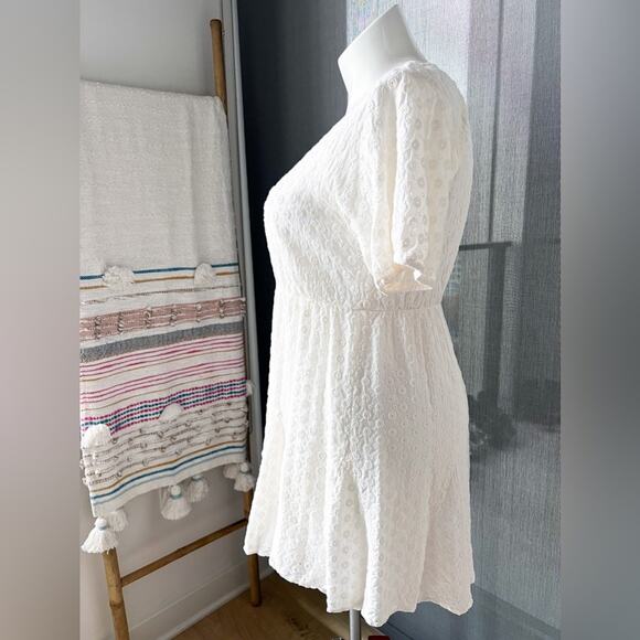 Madewell Eyelet Tassel-Tie White Short Sleeve Mini Dress Women’s Size 12 - Picture 3 of 10